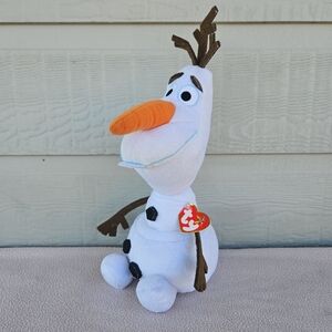 TY Frozen Olaf Disney Plush Beanie Buddy Snowman 11" White Winter Toy Stuffed